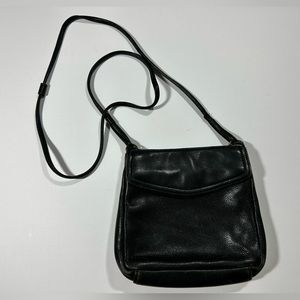 1954 Vintage Fossil Black Leather Crossbody Bag